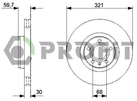 Купить Диск тормозной Audi A8, A6 PROFIT 5010-1277 (фото1) подбор по VIN коду, цена 1845 грн.