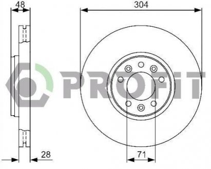 Диск гальмівний Peugeot 508, Fiat Scudo, Citroen C5, Peugeot Expert, Citroen Jumpy, Peugeot 407, 308, Opel Grandland X PROFIT 5010-1615