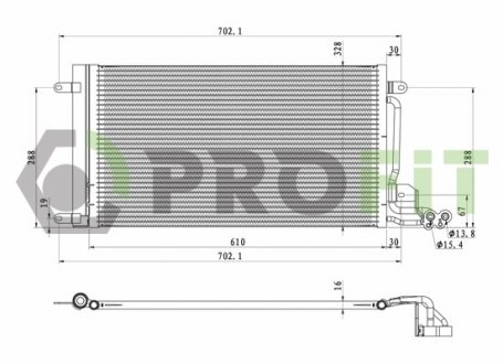 Конденсер кондиционера Seat Ibiza, Skoda Roomster, Audi A1, Skoda Fabia, Volkswagen Polo, Skoda Rapid, Seat Toledo PROFIT 9575C1