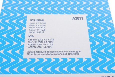 Фільтр повітряний Hyundai I30 1.4MPI/1.6 CRDi 16- Hyundai I30 Purflux a3011