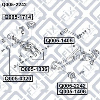 Сайлентблок заднего продольного рычага.) Hyundai Sonata, Tucson, I30, IX35, I40, Genesis Q-fix q005-2242