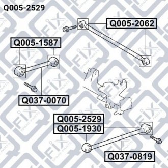 Сайлентблок заднього поздовжнього важеля Toyota Land Cruiser, Hyundai Sonata, Toyota 4-Runner, Hilux, Hyundai IX35, KIA Optima Q-fix q005-2529