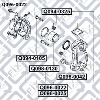 Купити Супорт гальмівний передній правий Mitsubishi L200 Q-fix q096-0022 (фото1) підбір по VIN коду, ціна 2074 грн.