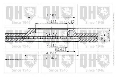 Купить Тормозные диски Opel Frontera QUINTON HAZELL bdc3828 (фото1) подбор по VIN коду, цена 1123 грн.