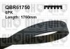 Купить РЕМЕНЬ КЛИНОВЫЙ 6PK#1750 Volkswagen Golf, Passat, Corrado, Renault Kangoo, Jeep Wrangler, Ford Scorpio, Fiesta, Volkswagen Transporter, Peugeot 406, Volvo S40, V40 QUINTON HAZELL qbr61750 (фото1) подбор по VIN коду, цена 554 грн.