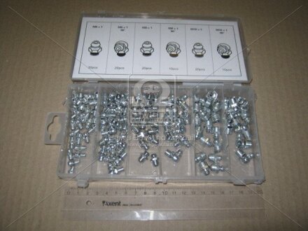 Набір прес-маслянок 110 шт. М6, М8, М10. Прямі та кутові 90гр. RIDER rd11110zk