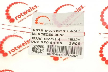 Фонарь боковой (габарит) MB Sprinter/VW LT 96-06 (желтый) LED (0028206456) ROTWEISS rw82014-y
