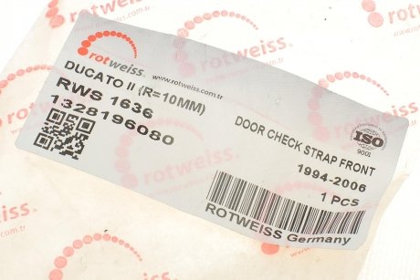 Купить Ограничитель двери (передней) Fiat Ducato 94-06 Peugeot Boxer, Fiat Ducato, Citroen Jumper ROTWEISS rws1636 (фото1) подбор по VIN коду, цена 574 грн.