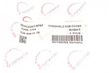 Купити Накладка скла лобового MB Vito (W638) 96-03 (R) Mercedes Vito ROTWEISS rws1704 (фото1) підбір по VIN коду, ціна 582 грн.