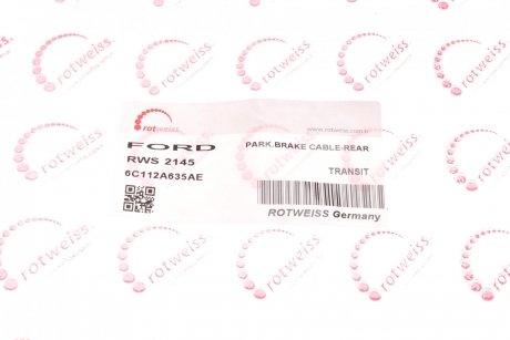 Купить Трос ручника (задний) Ford Transit 06- Ford Transit ROTWEISS rws2145 (фото1) подбор по VIN коду, цена 589 грн.