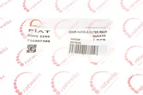 Ручка дверей (бічних/ззовні) Fiat Ducato/Peugeot Boxer 02-06 (735307399) ROTWEISS rws2299