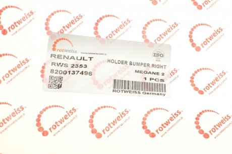 Кронштейн крепления фары Renault Megane/Scenic 03-08 (R) ROTWEISS rws2353