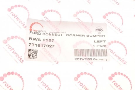 Купить Клык бампера (заднего) Ford Connect 06- (L) Ford Transit, Connect ROTWEISS rws2357 (фото1) подбор по VIN коду, цена 363 грн.
