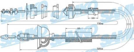 Трос зчеплення Peugeot 405 SAMKO c0323C