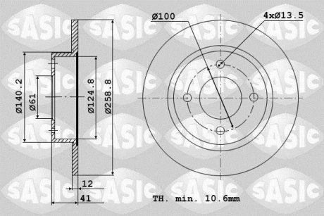Диски тормозные передние renault logan SASIC 6104001