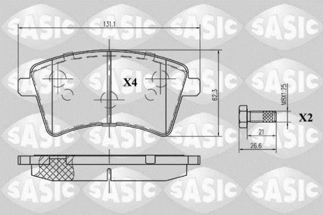 Купить Колодки тормозные Renault Kangoo SASIC 6214016 (фото1) подбор по VIN коду, цена 1332 грн.