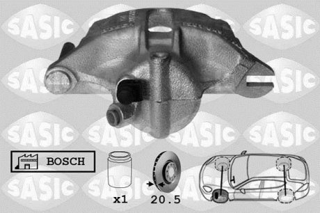 Купити Супорт передній L 20mm (тип Bosch) Kangoo/Berlingo/Partner Renault Kangoo SASIC 6504002 (фото1) підбір по VIN коду, ціна 4763 грн.