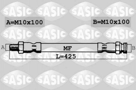 Купить Тормозной шланг Opel Corsa, Fiat Punto, Grande Punto, 500, Citroen Nemo, Alfa Romeo Mito, Peugeot Bipper SASIC 6606017 (фото1) подбор по VIN коду, цена 315 грн.