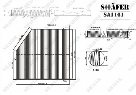 Фильтр салонный MB C (A/C/S/W205), E (A/C238, W/S213), GLC (C/X253), 1.5-4.0 SHAFER sa1161