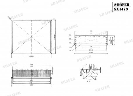 Фильтр воздушный VW Crafter 2.0D (16-), Man Tge (17-), (с предфильтром) SHAFER sx4479