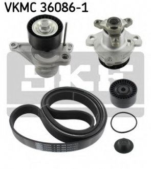 Водяна помпа+ к-кт ременя Ford Transit, Lancia Delta, Jeep Wrangler, Ford Mondeo, Alfa Romeo 156, 145, 146, Ford Focus, Alfa Romeo 166, 147, Ford Connect SKF vkmc 36086-1