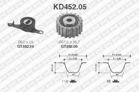 Роликовый модуль натяжителя ремня (ролик, ремень) Ford Fiesta, Mondeo, Escort SNR NTN kd452.05