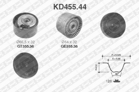 Купить Роликовый модуль натяжителя ремня (ролик, ремень) SNR NTN kd455.44 (фото1) подбор по VIN коду, цена 2844 грн.