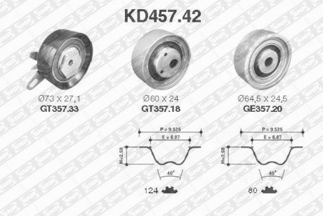 Купити Роликовий модуль натягувача ременя (ролик, ремінь) Audi A6 SNR NTN kd457.42 (фото1) підбір по VIN коду, ціна 4774 грн.