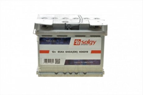 Аккумуляторная батарея 65Ah/640A (242x175x190/+R) Fiat Panda Solgy 406019