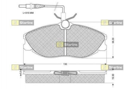 Купить Тормозные колодки дисковые Peugeot 406, 306, Citroen Xsara, Peugeot 607 STARLINE bd s065 (фото1) подбор по VIN коду, цена 893 грн.