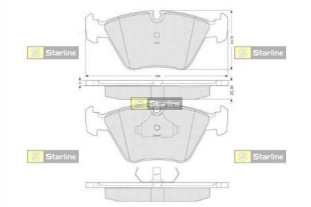 Купить Тормозные колодки дисковые BMW E34, E23, E32, E36, E46 STARLINE bd s091 (фото1) подбор по VIN коду, цена 831 грн.