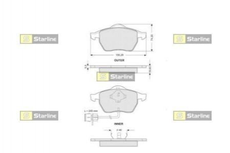 Гальмівні колодки дискові STARLINE bd s109