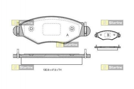 Купить Тормозные колодки дисковые Peugeot 306, Citroen Xsara, Peugeot 206 STARLINE bd s133 (фото1) подбор по VIN коду, цена 810 грн.