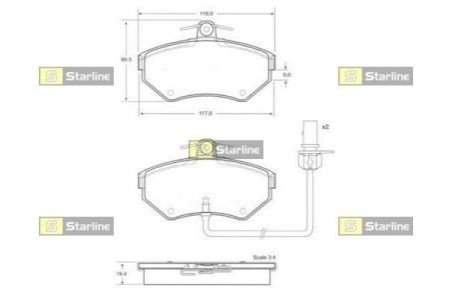 Тормозные колодки дисковые STARLINE bd s144