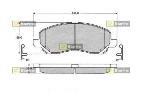 Тормозные колодки дисковые Mitsubishi ASX, Lancer, Galant, Outlander STARLINE bd s147