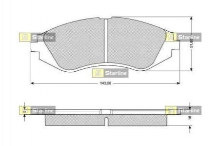 Тормозные колодки дисковые Daewoo Leganza, Chevrolet Evanda, Epica STARLINE bd s309