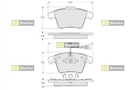 Купити Гальмівні колодки дискові Volkswagen Transporter, Multivan STARLINE bd s325 (фото1) підбір по VIN коду, ціна 1147 грн.