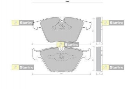 Купить Тормозные колодки дисковые BMW E82, E65, E66, E60, E61, E63, E64, E90, E91, E92, E93, X1 STARLINE bd s410 (фото1) подбор по VIN коду, цена 1139 грн.