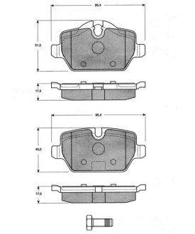 Купить Тормозные колодки дисковые Mini Countryman, BMW E81, E90, E87, E92 STARLINE bd s835p (фото1) подбор по VIN коду, цена 879 грн.