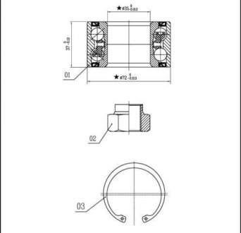 Підшипник колісний Ford Fiesta, Escort, Citroen C4, Ford Orion, Sierra, Scorpio, Citroen DS3, Peugeot 5008, 308, Citroen DS4, C3 STARLINE lo 00882