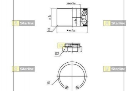 Подшипник колесный Ford Fiesta, Escort, Orion, Sierra, Scorpio, Citroen C3, C4, Jumper, Peugeot 207, Partner, 307 STARLINE lo 01306