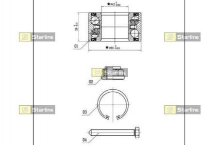 Купить Подшипник колесный Volkswagen Sharan, Ford Galaxy STARLINE lo 03450 (фото1) подбор по VIN коду, цена 752 грн.