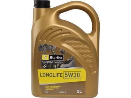 Моторне масло LONGLIFE / 5W30 / 5л. / (ACEA C3, API SN/CF, VW 504.00/507.00) STARLINE na lg-5