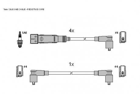 Комплект кабелей зажигания Skoda Felicia STARLINE zk 0332