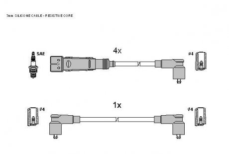 Комплект кабелей зажигания STARLINE zk 0362