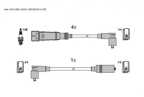 Комплект кабелей зажигания STARLINE zk 0452