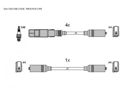 Комплект кабелей зажигания STARLINE zk 0582