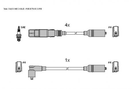 Комплект кабелів запалювання Audi A4 STARLINE zk 0592