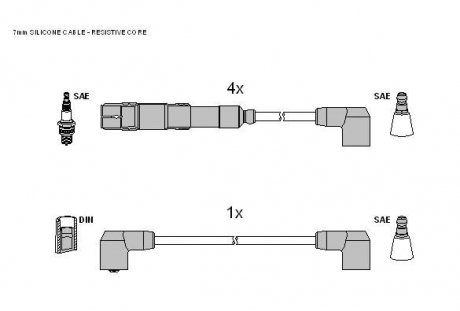 Комплект кабелів запалювання Mercedes W124, S124, W116, W126, C124, C207, C238, A124, A207, A238, G-Class STARLINE zk 0602