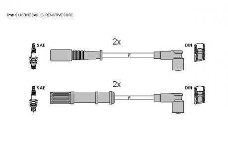 Комплект кабелей зажигания Fiat Punto, Doblo, Panda STARLINE zk 1692